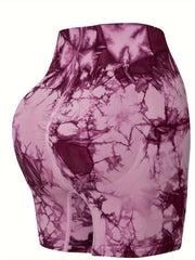 High Waist Tie Dye Yoga Shorts for Women