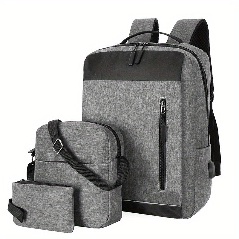 3pcs Large Capacity Backpack Crossbody Bag Clutch Purse Set