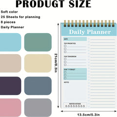 8pcs Spiral Daily Planner Notepad 13 X 19 To Do List Notebook