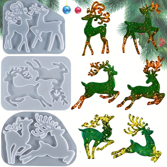 3Pcs Christmas Elk Molds for Resin Casting