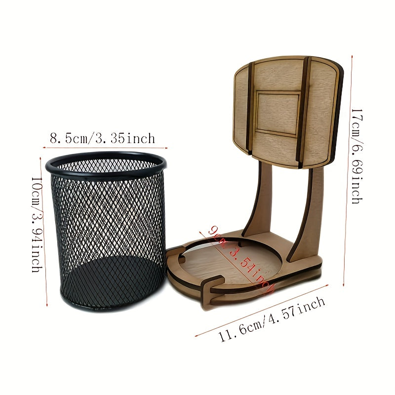 Mini Basketball Stand with Tube Storage Rack Pen Holder - School Teacher's Gift