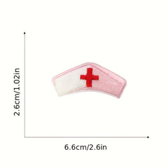 8pcs Pink Nurse Iron On Patches Embroidered Applique Repair Patch DIY