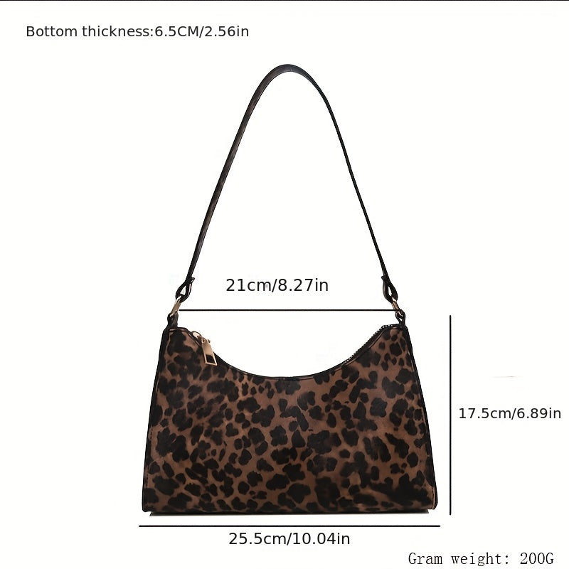 Animal Print Shoulder Bag Zipper PU Leather Versatile Crescent Bag