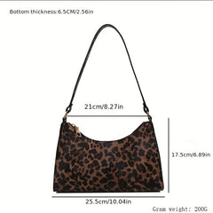 Animal Print Shoulder Bag Zipper PU Leather Versatile Crescent Bag