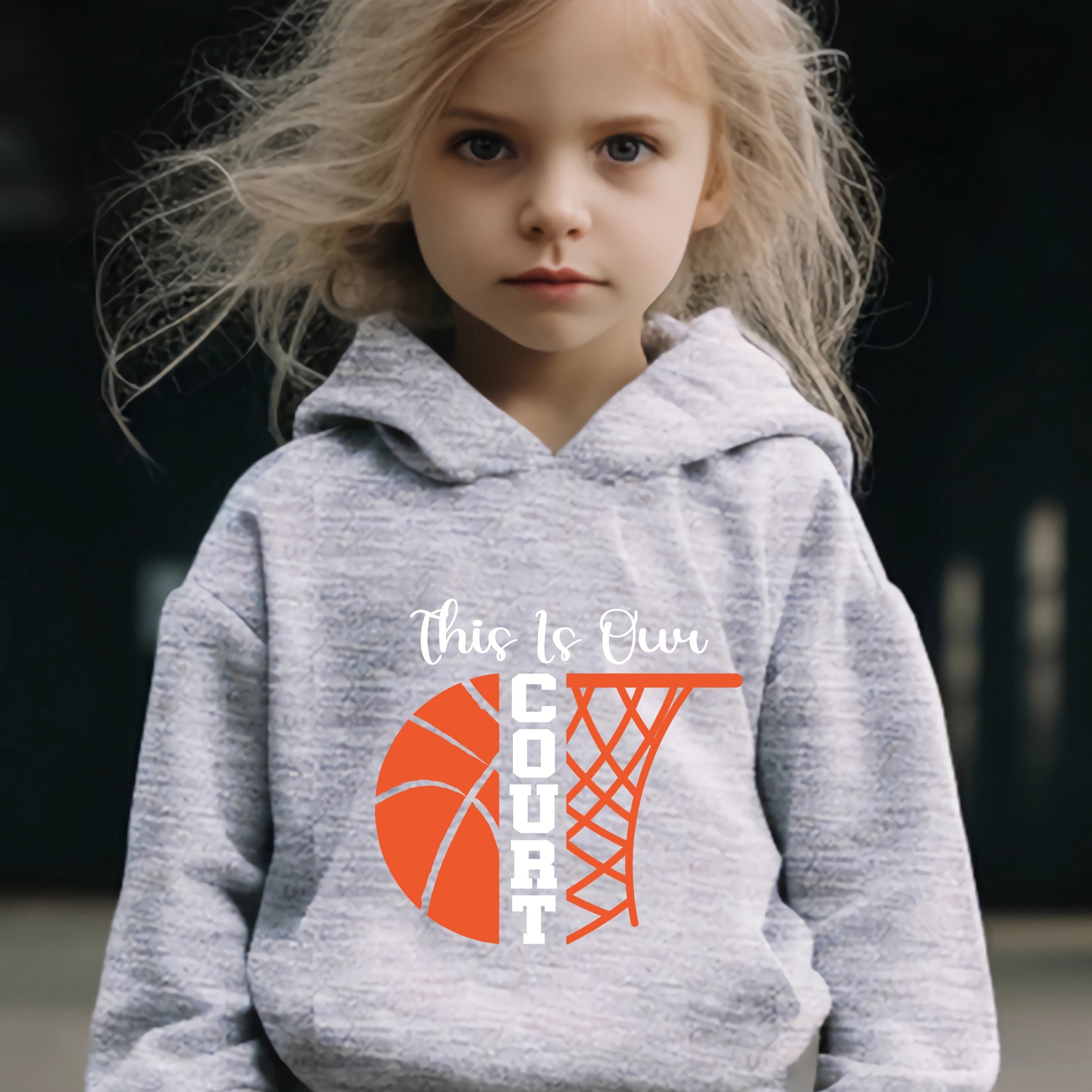 Basketball Pattern Long Sleeve Hooded Sweatshirt Girls Comfy Hoodies