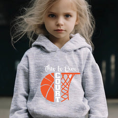 Basketball Pattern Long Sleeve Hooded Sweatshirt Girls Comfy Hoodies