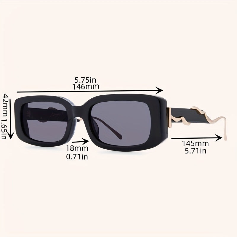 Y2K Retro Rectangle Sunglasses Snake Charm UV400 Sun Shades