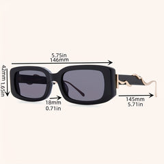 Y2K Retro Rectangle Sunglasses Snake Charm UV400 Sun Shades