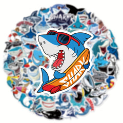 50pcs Shark Stickers Waterproof Vinyl Decals for Snowboards Bikes Computers