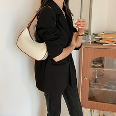 Minimalist Baguette Bag Stylish Zipper Underarm All Match Armpit Crescent Bag