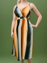  Ombre Stripe Print Maxi Cami Dress