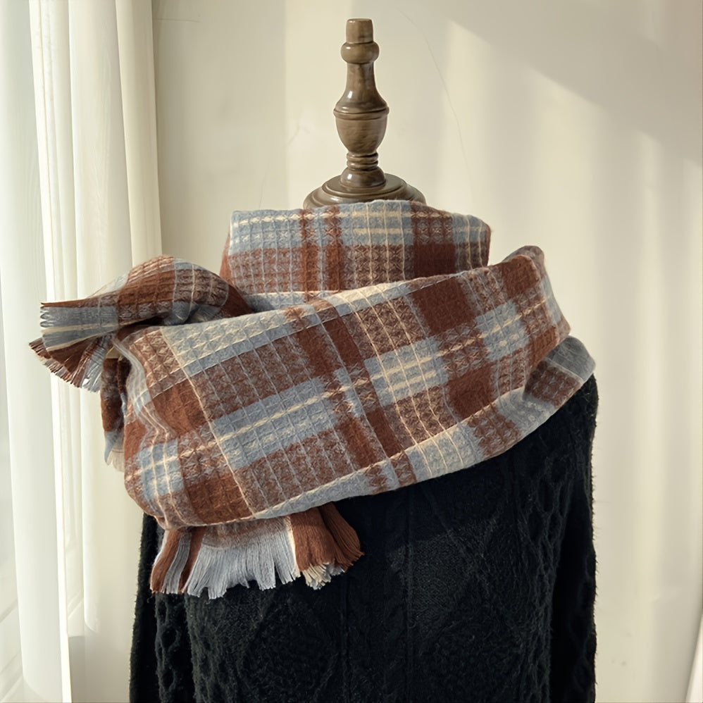 Winter Warm Plaid Scarf Classic Soft Large Blanket Scarf For Women