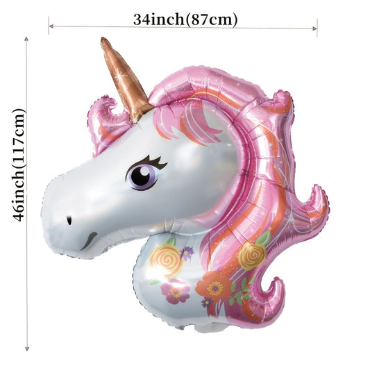6pcs 32" Gradient Number Unicorn Balloon Set Pink Star Birthday Decor