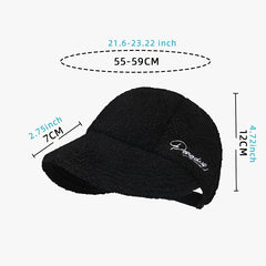 Letter Embroidery Baseball Cap Lamb Wool Winter Fisherman's Hat