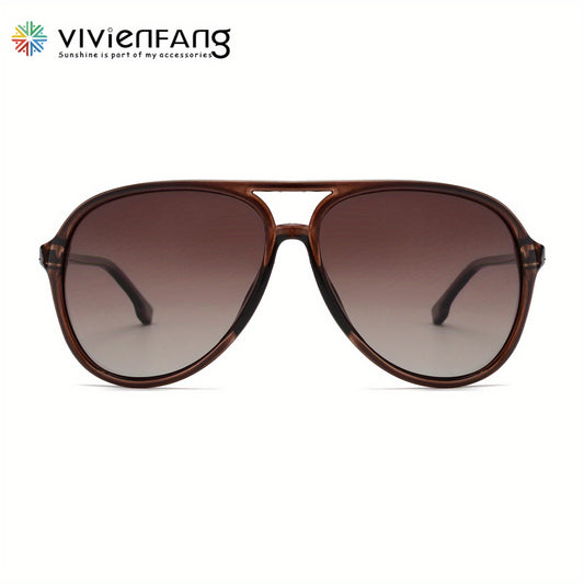 VIVIENFANG Retro Large Aviator Sunglasses Polarized Lenses