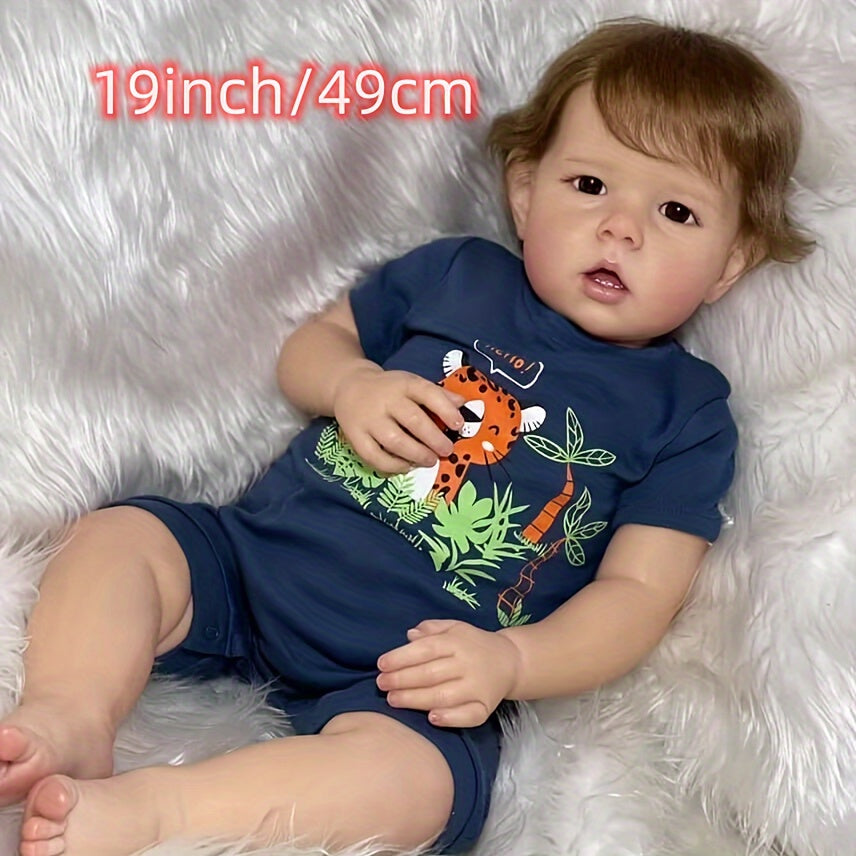 Realistic 19 Inch Doll with Soft Fabric Skin and Hand Rooted Hair
