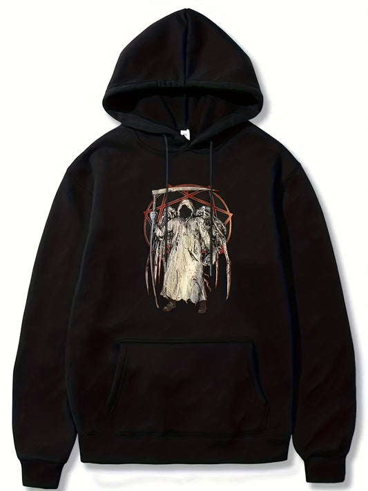 Angel Of Death Print Hoodie For Men Halloween Hooded Long Sleeve Top
