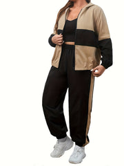  Colorblock Zip Up Hoodie & Pants Set