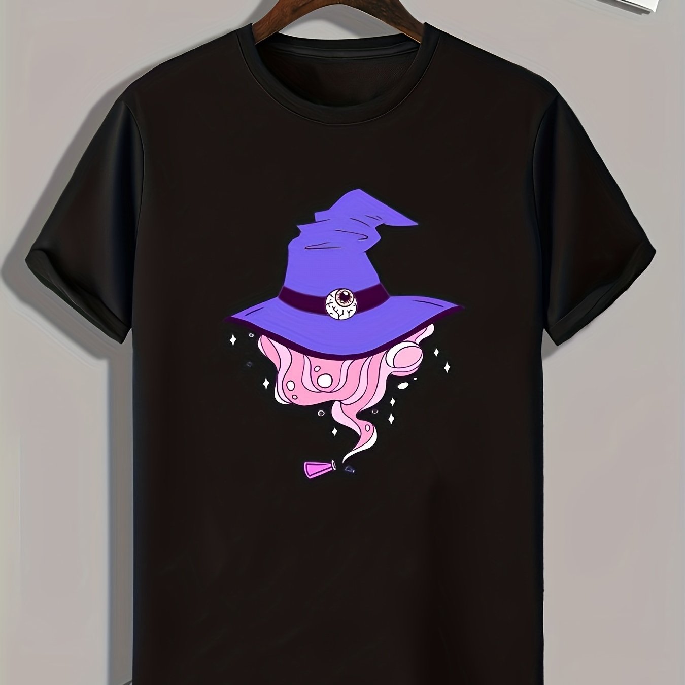 Witch Hat Print Men's Graphic T-shirt for Summer