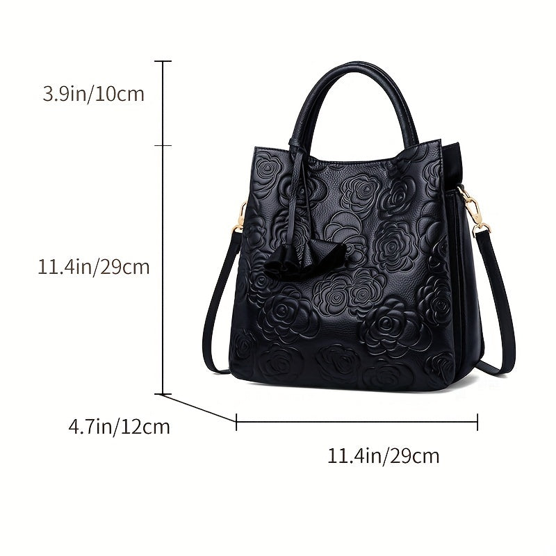 Floral Pattern Shoulder Bag With Zipper