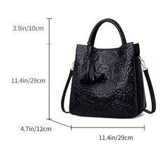 Floral Pattern Shoulder Bag With Zipper