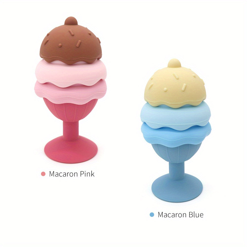 Silicone Ice Cream Bath Toy Stackable Educational Pretend Play Shower Game