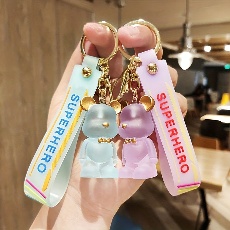 Crystal Bear Silicone Keychain Pendant for Men Car Bag Doll Ornament