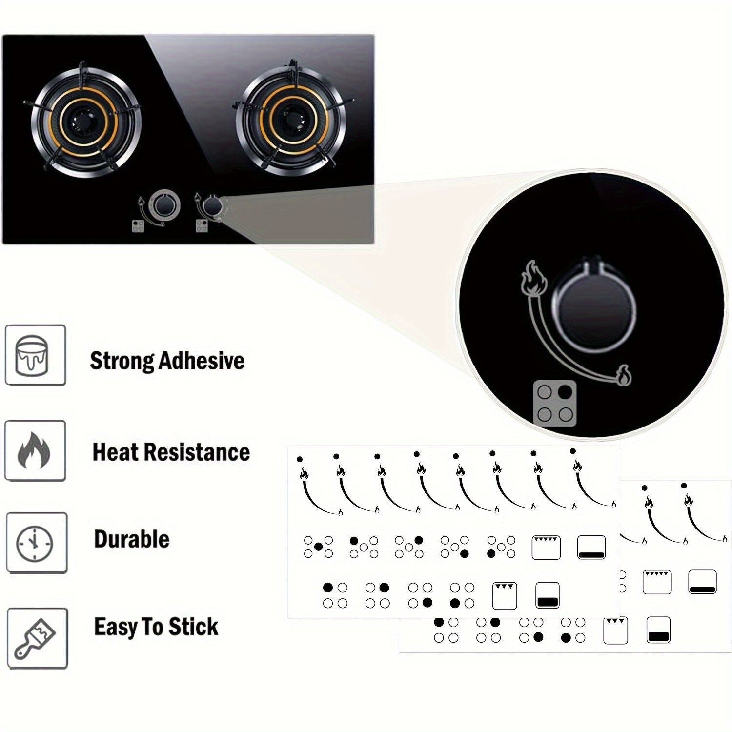 Flame Indicator Sticker Set for Stove Knob Replacement