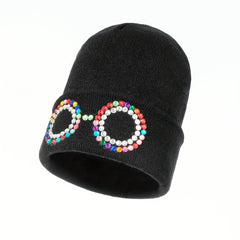 Funny Glasses Decor Beanie Knit Hat Elastic Warm Skull Cap