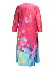  Colorblock Painting Print Maxi Dress