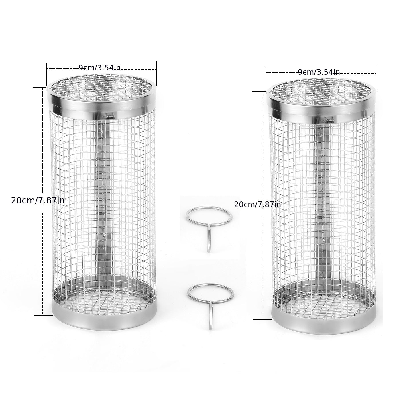 Stainless Steel Rolling Grill Basket for Vegetables and Fish