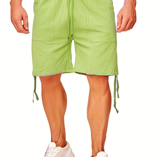 Men's Casual Solid Waist Drawstring Linen Shorts For Summer