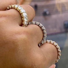 Paved Square Crystal Zircon Engagement Ring