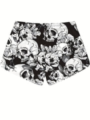  Gothic Skull Print Fitness Shorts