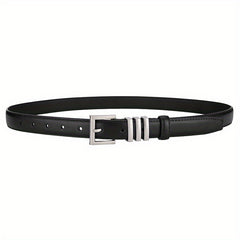 Classic Square Pin Buckle Belt Solid Casual Leather Belt