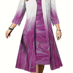  Floral Print Cardigan & Cami Dress Outfits 2 Piece Set