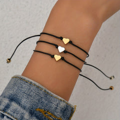 3 Pcs Rope Bracelet Heart Shape Adjustable Friendship Bangles