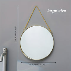 Round Wall Mirror with Chain for Home Decor