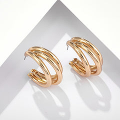 Triple Hoop Earrings Chunky Tube Earrings For Women 1Pair