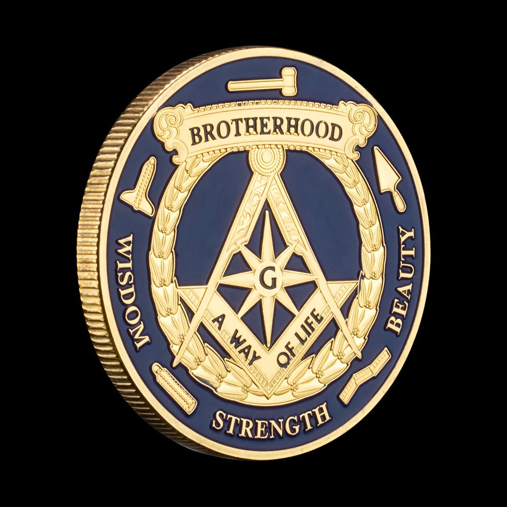 Ancient Bronze Coin Souvenir Masonic Brotherhood Collectible Gift