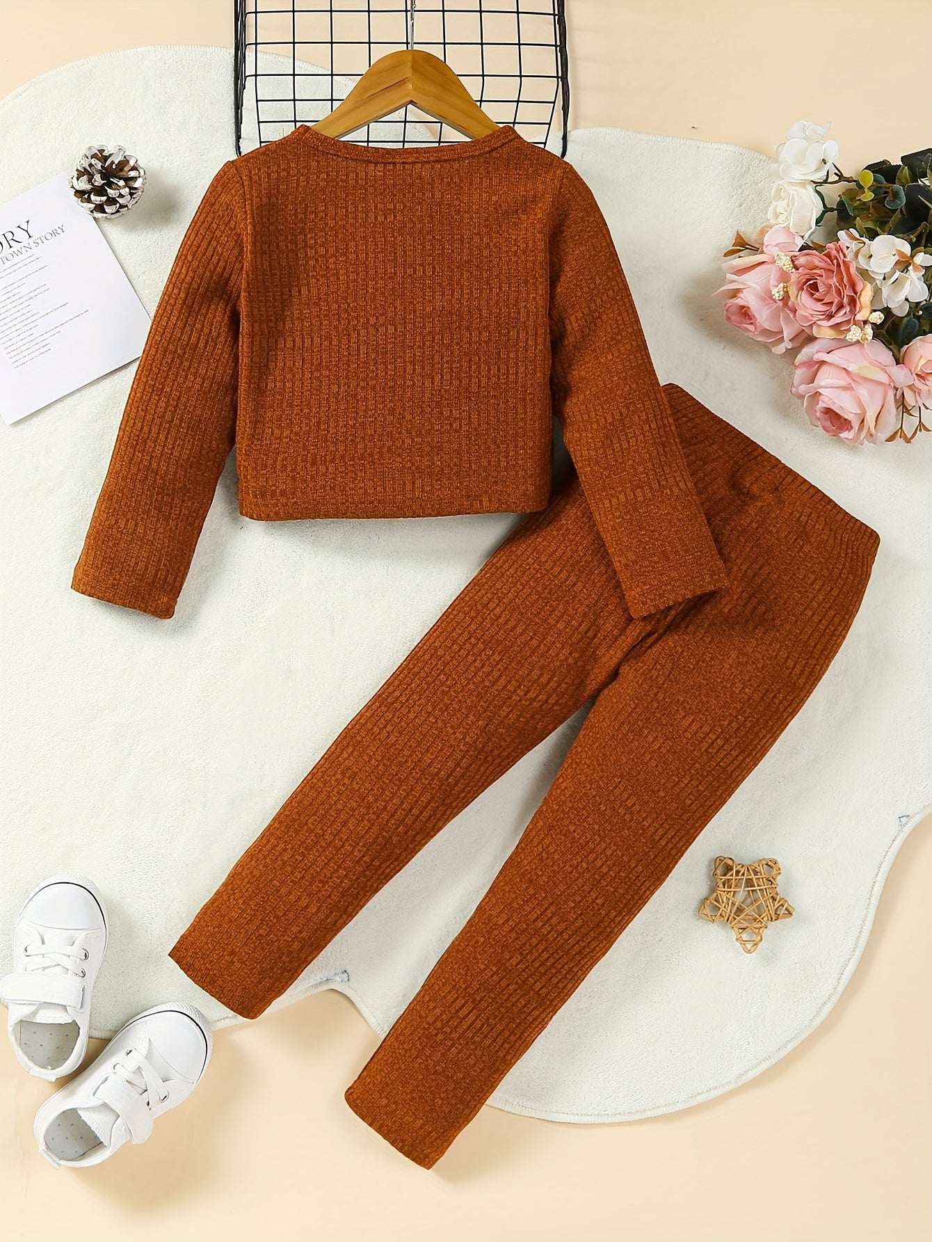 Toddler Girls Solid Pullover Pants Set Spring Fall Gift