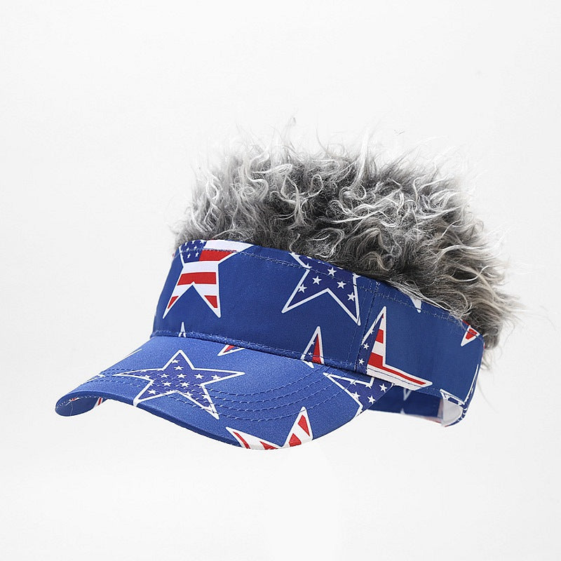 Sun Visor Hat With Spiked Hairs Baseball Cap