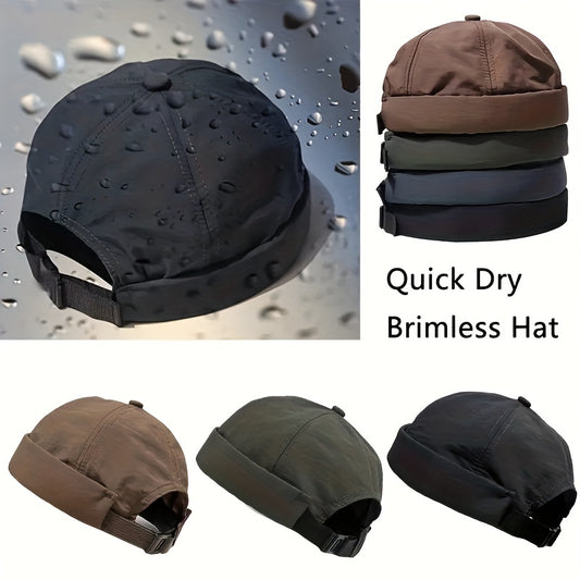 Quick Drying Brimless Docker Cap Solid Skull Cap Adjustable Beanie