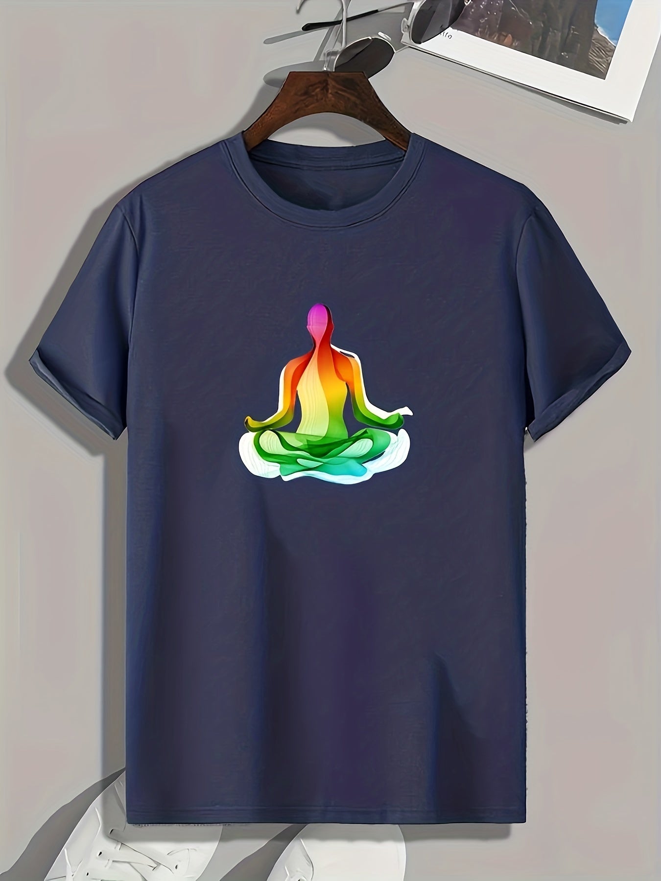 Men's Meditation Pattern Print Sports T shirt