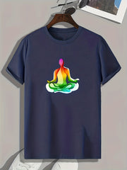Men's Meditation Pattern Print Sports T shirt