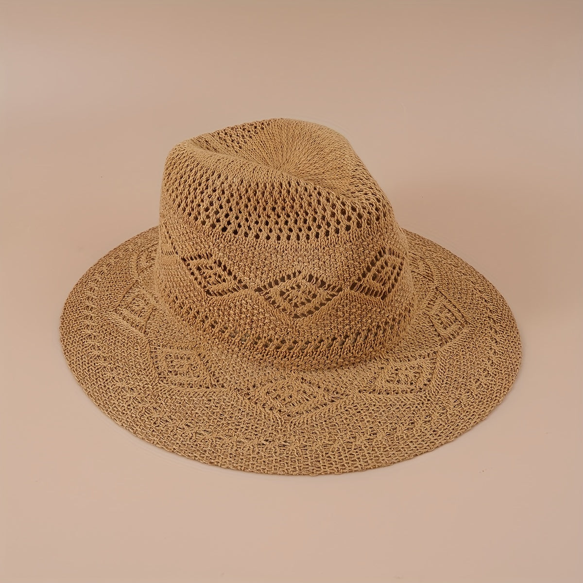 Vintage Hollow Crochet Straw Hat Women Fedora Cap Beach Hats