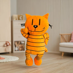 Cute Orange Cartoon Kitty Plush Toy Stuffed Animal with Stripes & Muzzle