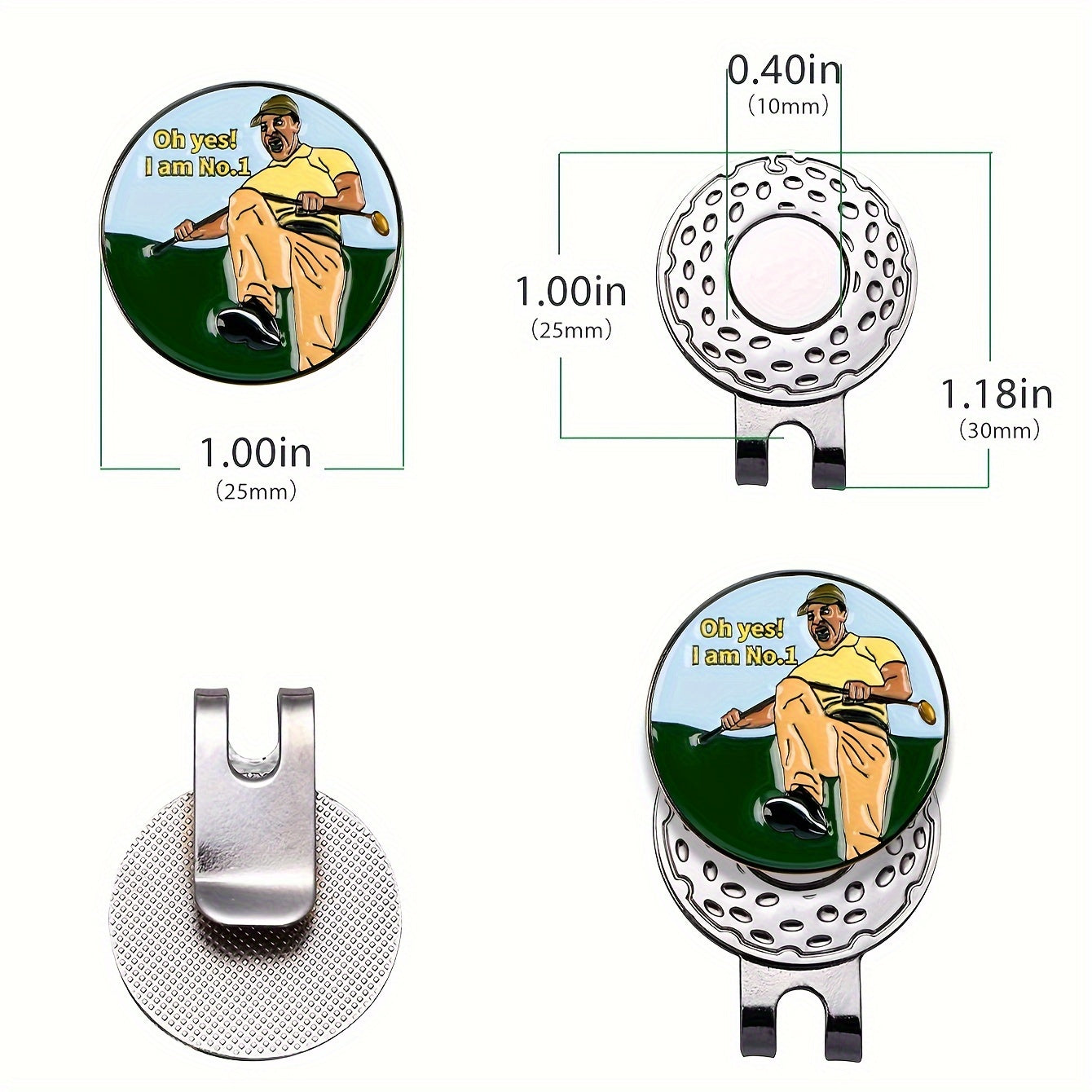 1pc Golf Ball Marker Metal Ball Mark Golf Hat Clip Golf Accessories