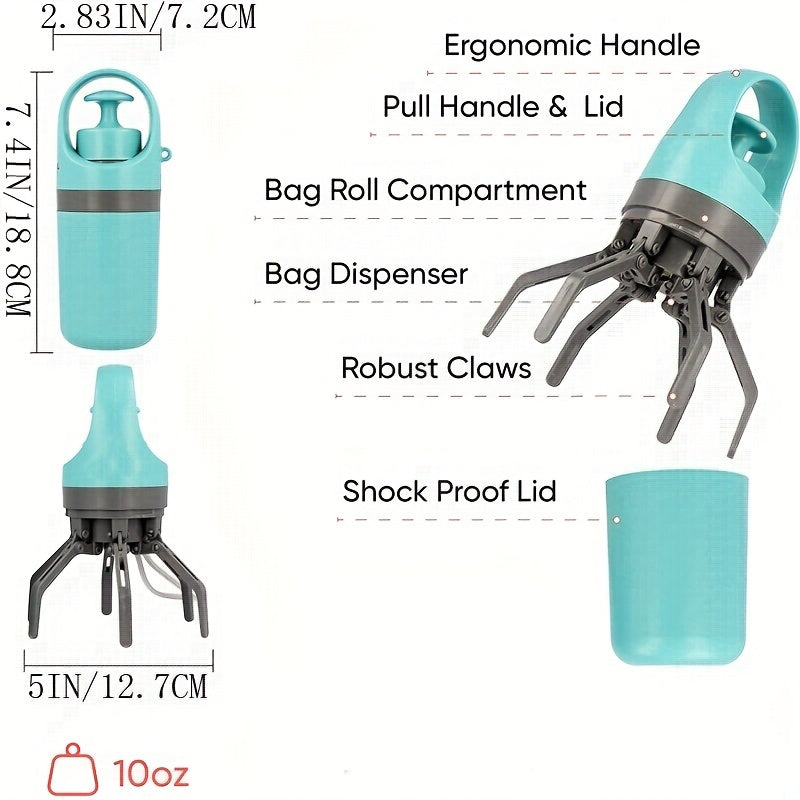 Portable Dog Poop Scooper with Built-In Bag Dispenser