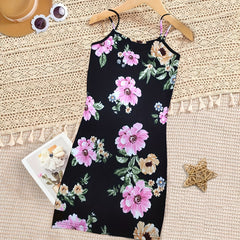 Girl's Boho Floral Cami Dress Summer Spaghetti Sleeveless